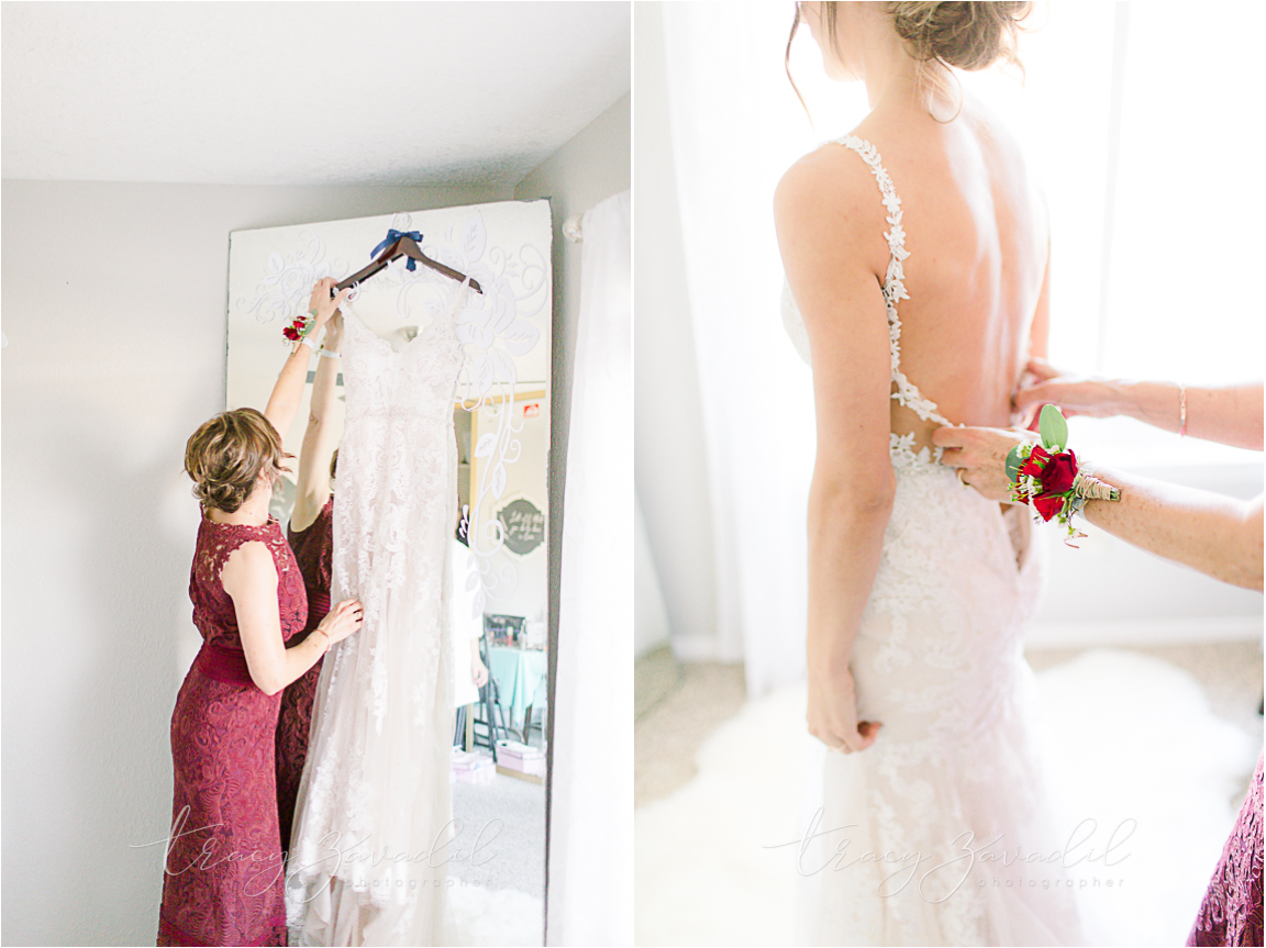 Getting on the dress