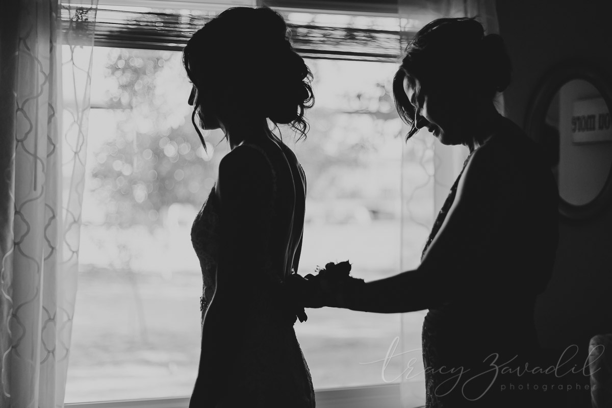 Bride getting dressed