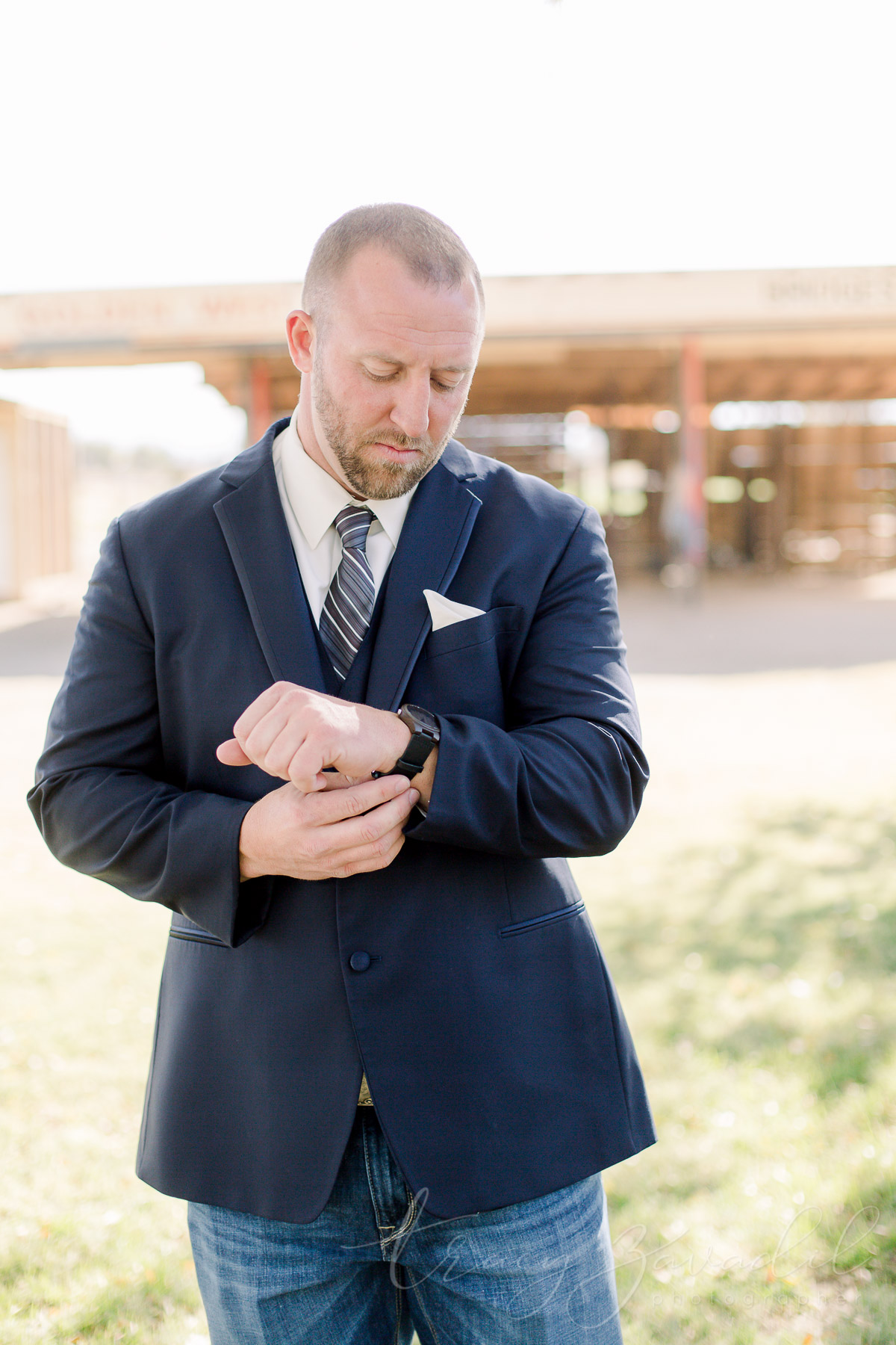 Groom getting ready